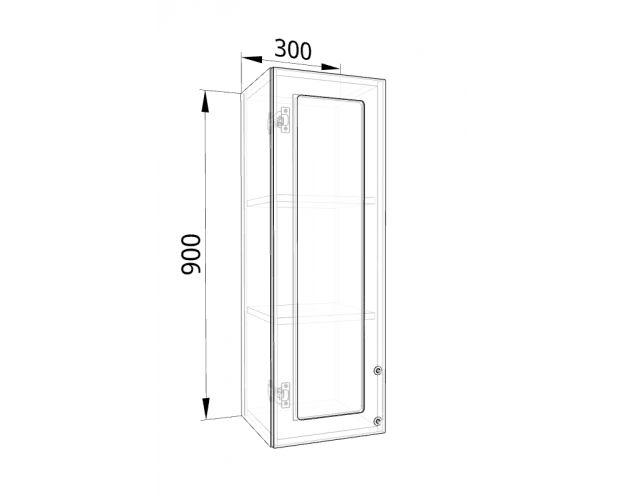 Лофт ВПС 300 шкаф верхний со стеклом высокий (Штукатурка белая/корпус Серый) в Новосибирске