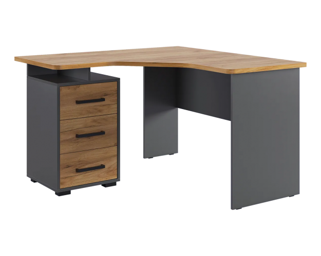 Стол компьютерный 1200 угловой Лайт-2 графит / дуб крафт золотой