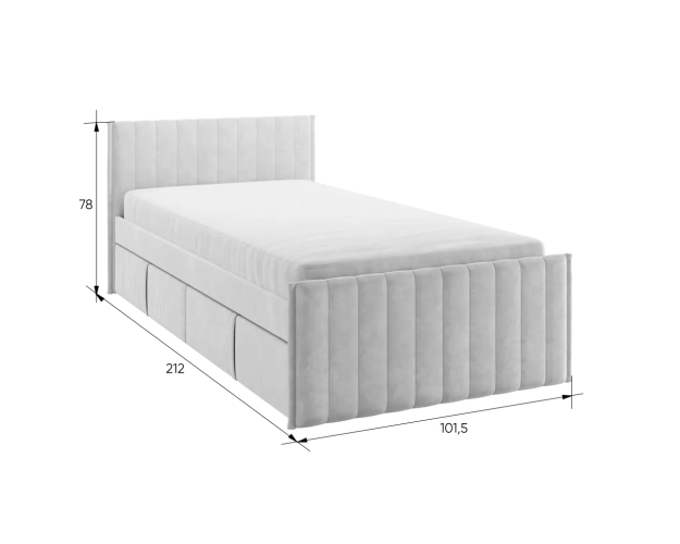 Кровать с ящиками Твикс 900 графит (велюр)