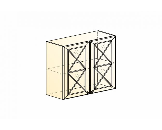 Мишель Шкаф навесной L800 Н720 (2 дв. крест.) (эмаль) (белый/кофейный)
