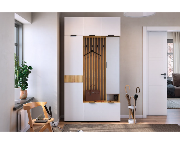 Прихожая Бери К8 дуб крафт золотой / белое дерево