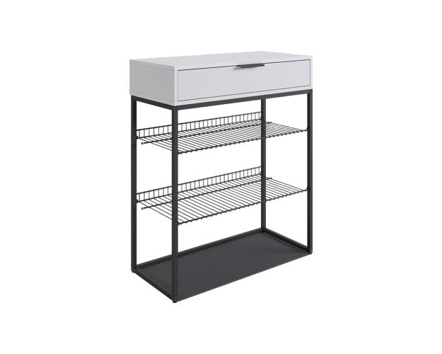 Обувница Краш черный муар / белое дерево